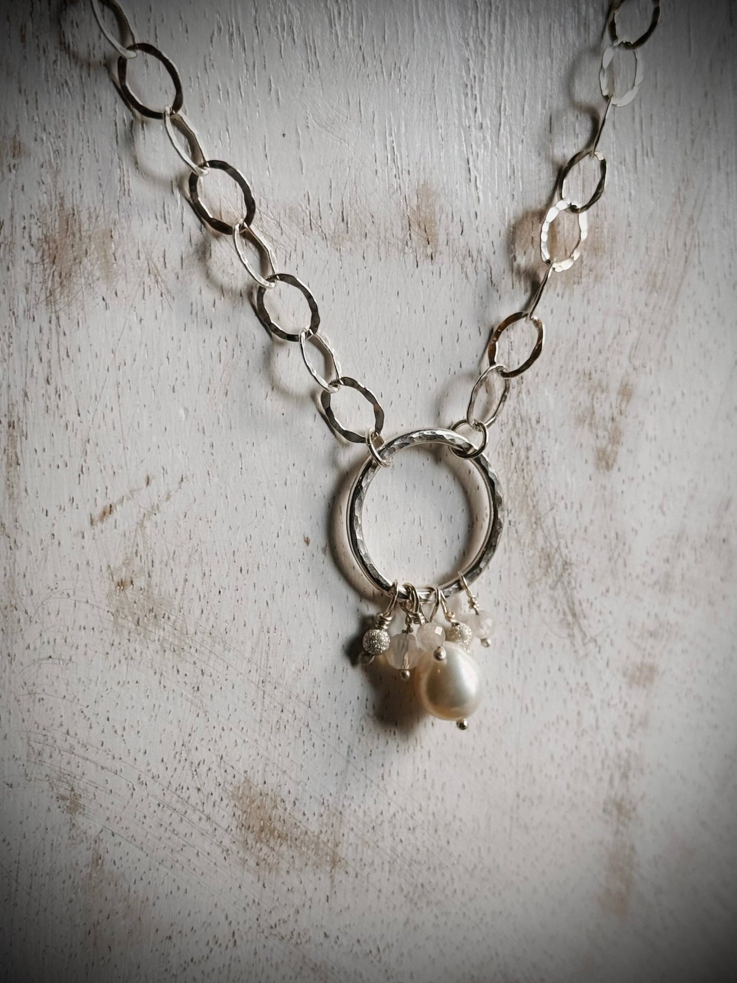 Pearl Cluster Circle of Life Sterling Silver Necklace - Relic