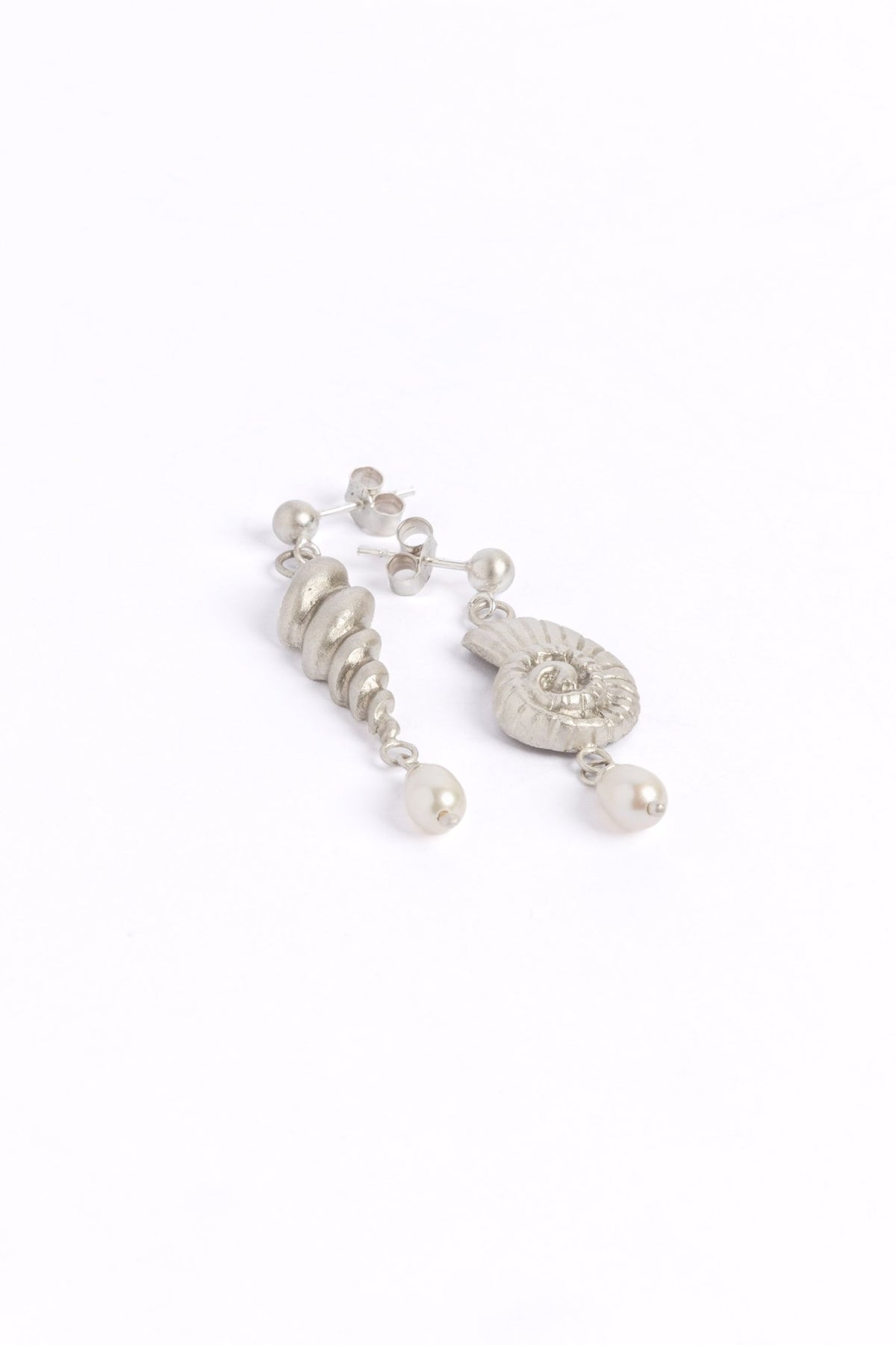 Serenity Asymmetrical Earrings with Freshwater Pearls - Relic