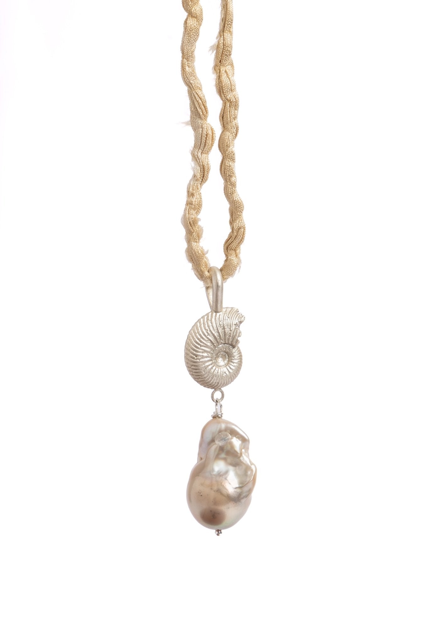 Ammonite & Baroque Pearl Pendant - Relic