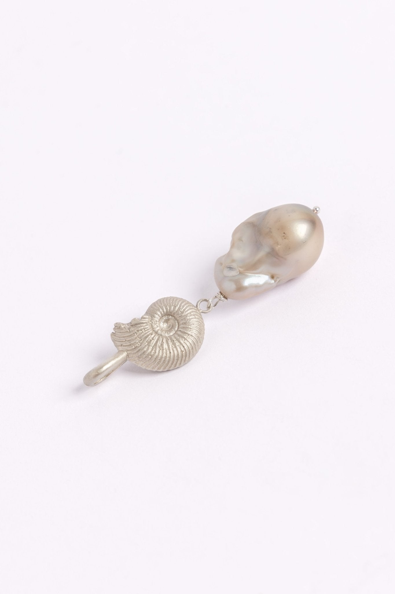 Ammonite & Baroque Pearl Pendant - Relic