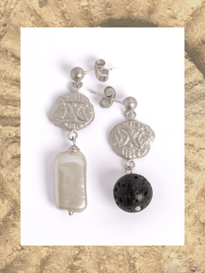 BOUDICA DOUBLE MOON DROP EARRINGS - Relic
