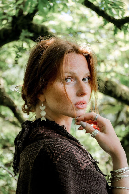 Divine Feminine Triple Moon Earrings | Handcrafted Sterling Silver - Relic