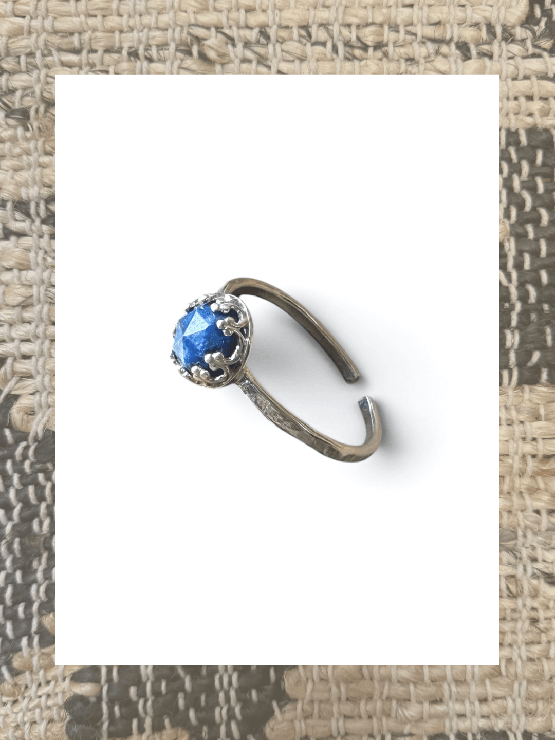 FACETED LAPIS LAZULI STERLING SILVER CROWN RING - Relic