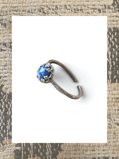 FACETED LAPIS LAZULI STERLING SILVER CROWN RING - Relic