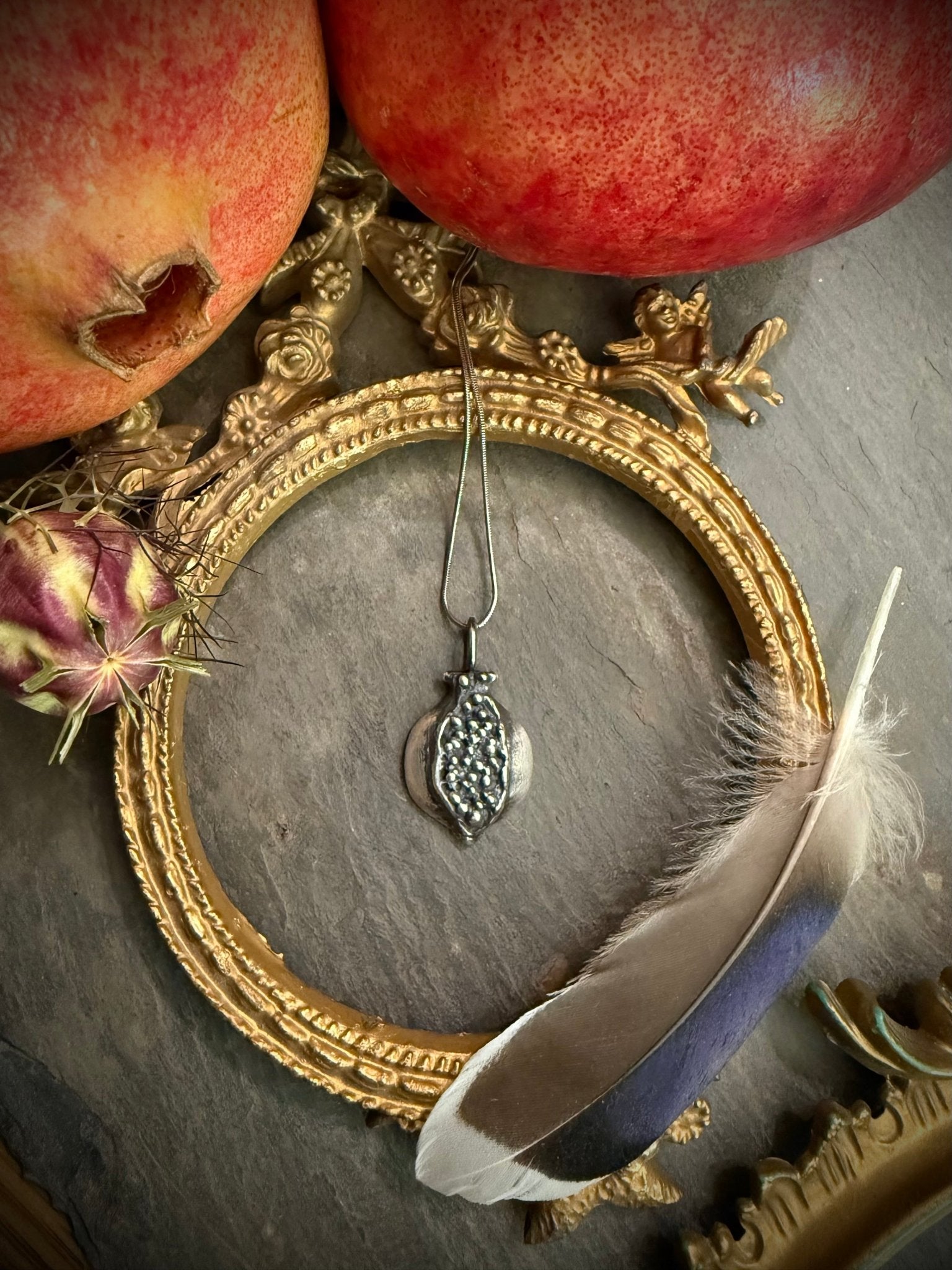 Handcrafted Pomegranate Pendant | Symbol of Fertility, Abundance, and Transformation - Relic