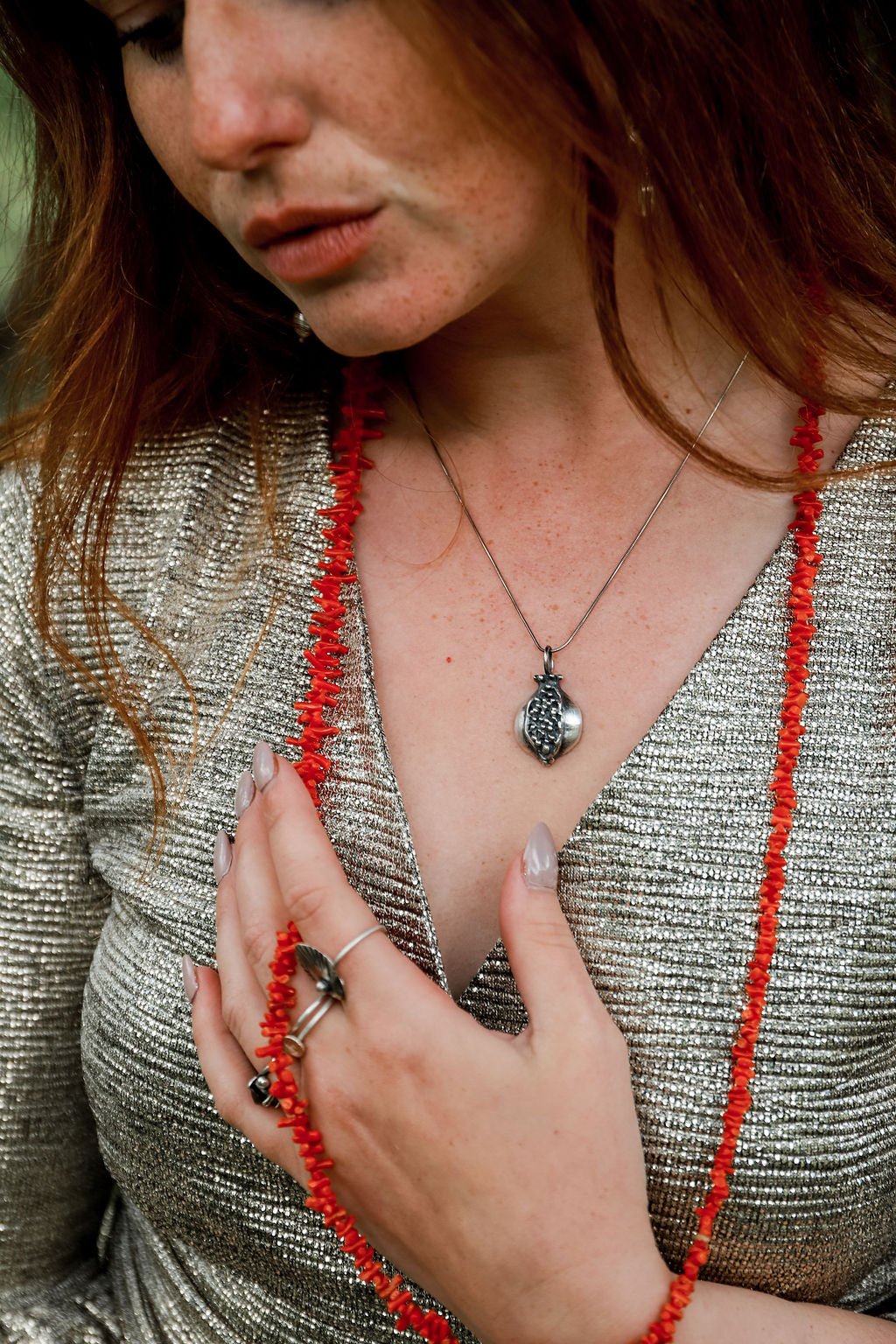 Handcrafted Pomegranate Pendant | Symbol of Fertility, Abundance, and Transformation - Relic