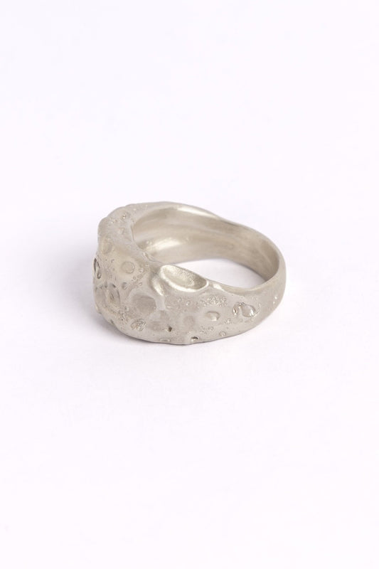 Lunar Eclipse Sterling Silver Moon Texture Ring - Relic