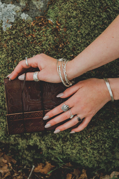 Lunar Eclipse | Unisex Handcrafted Sterling Silver Moon Texture Ring - Relic