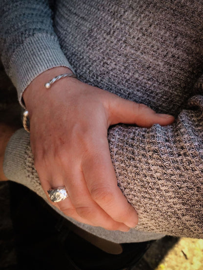 Lunar Eclipse | Unisex Handcrafted Sterling Silver Moon Texture Ring - Relic