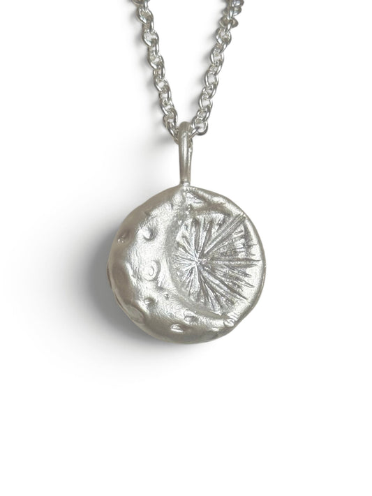 Midnight Radiance Crescent Moon & Starburst Talisman Pendant - Relic
