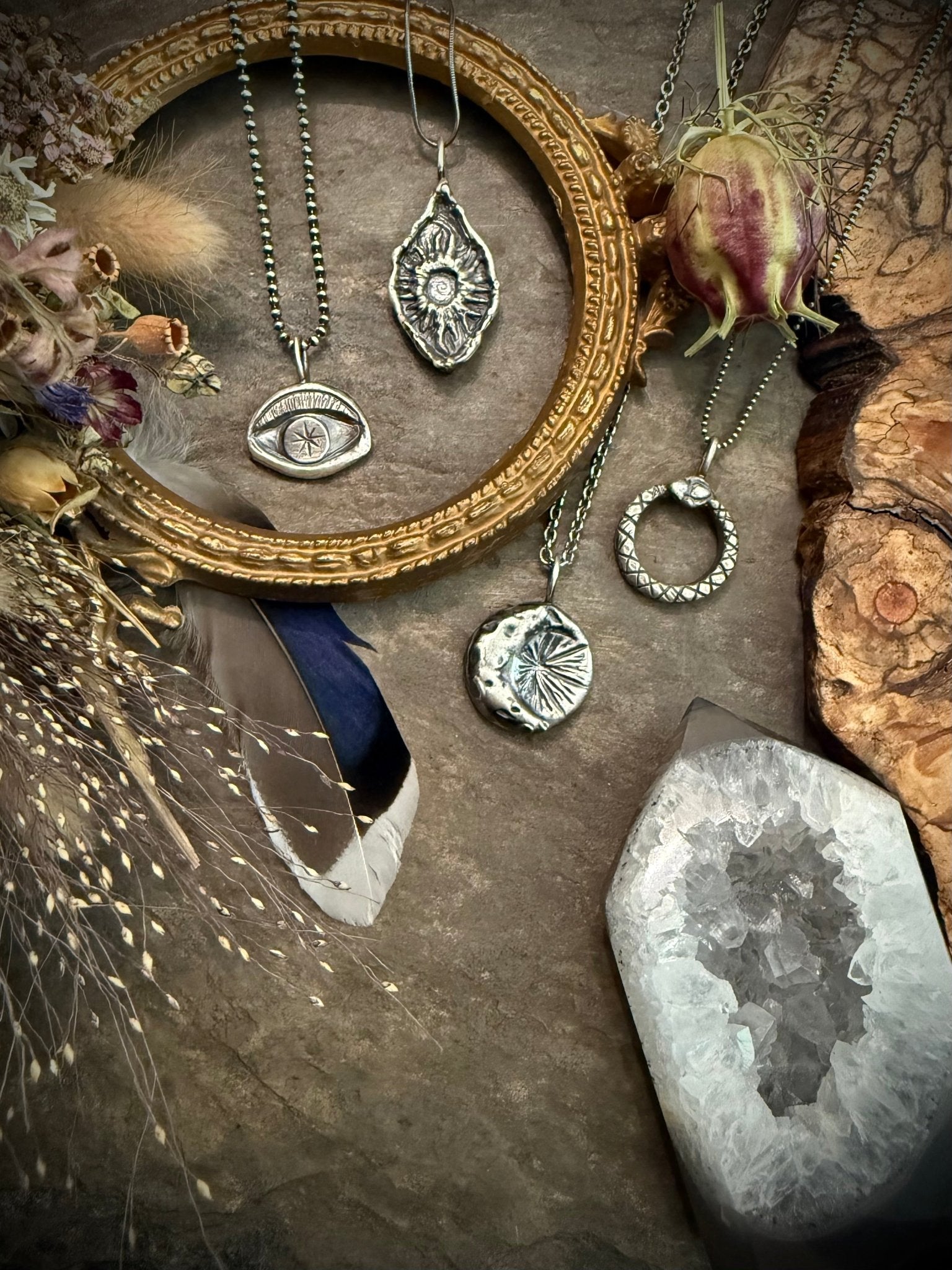 Midnight Radiance Handmade Crescent Moon & Starburst Pendant | A Talisman of Divine Illumination, Oneness, and Inner Light - Relic