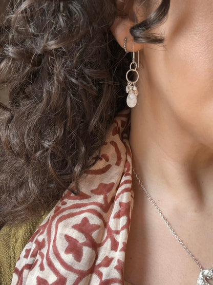 Moonstone Briolette Cluster Drop Earrings - Relic