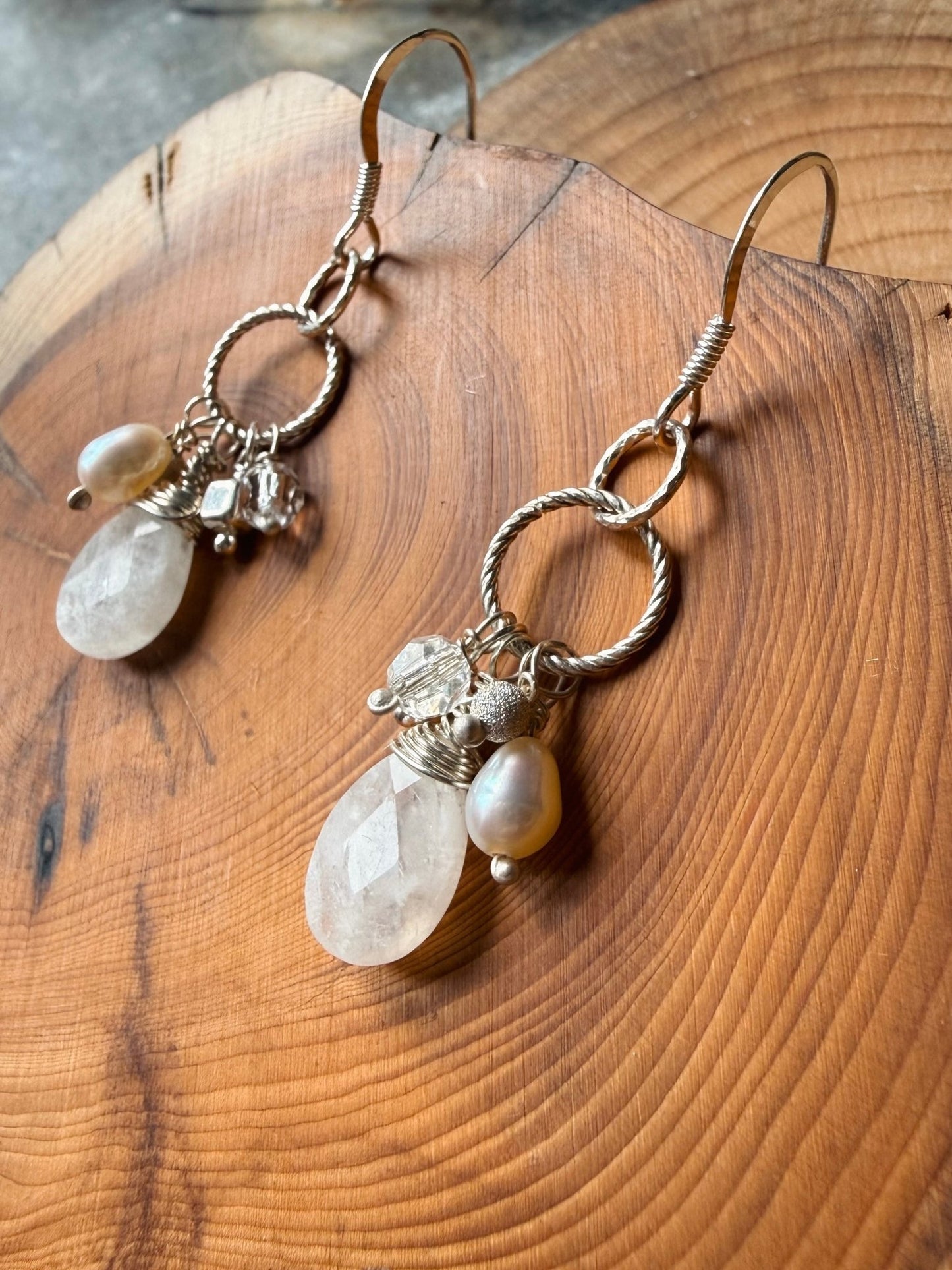 Moonstone Briolette Cluster Drop Earrings - Relic