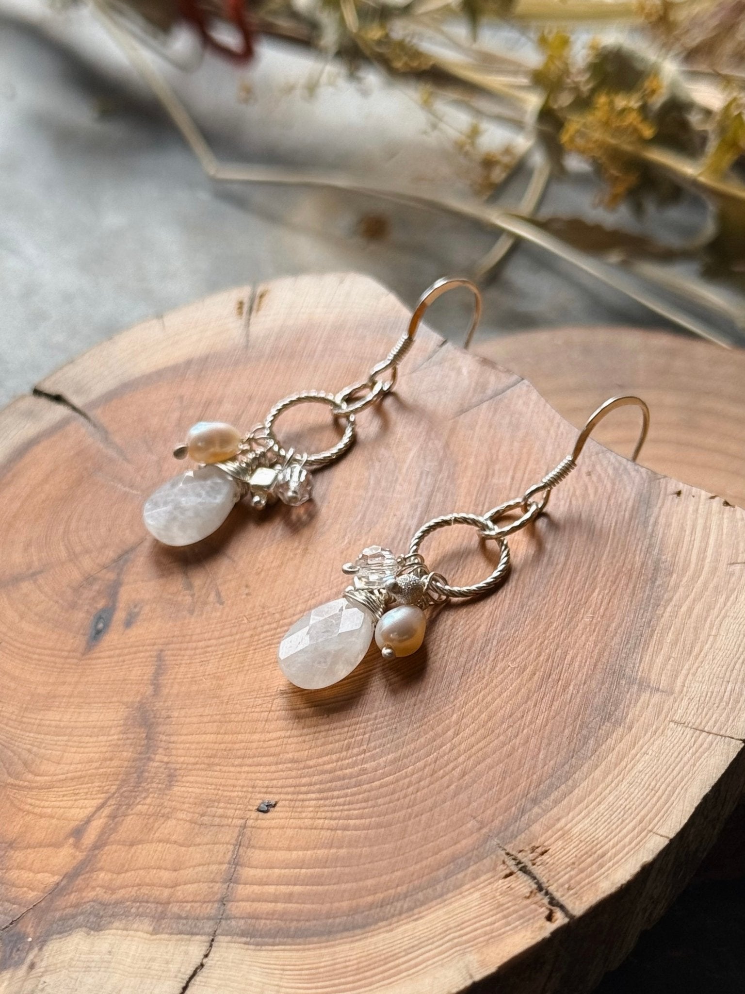 Moonstone Briolette Cluster Drop Earrings - Relic