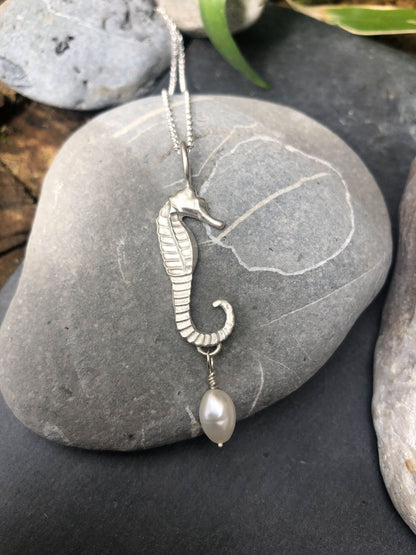Ocean’s Grace | Handcrafted Seahorse Pendant with Pearl - Relic