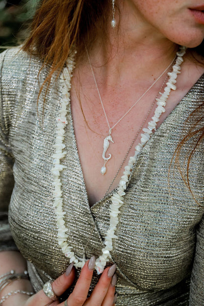 Ocean’s Grace | Handcrafted Seahorse Pendant with Pearl - Relic