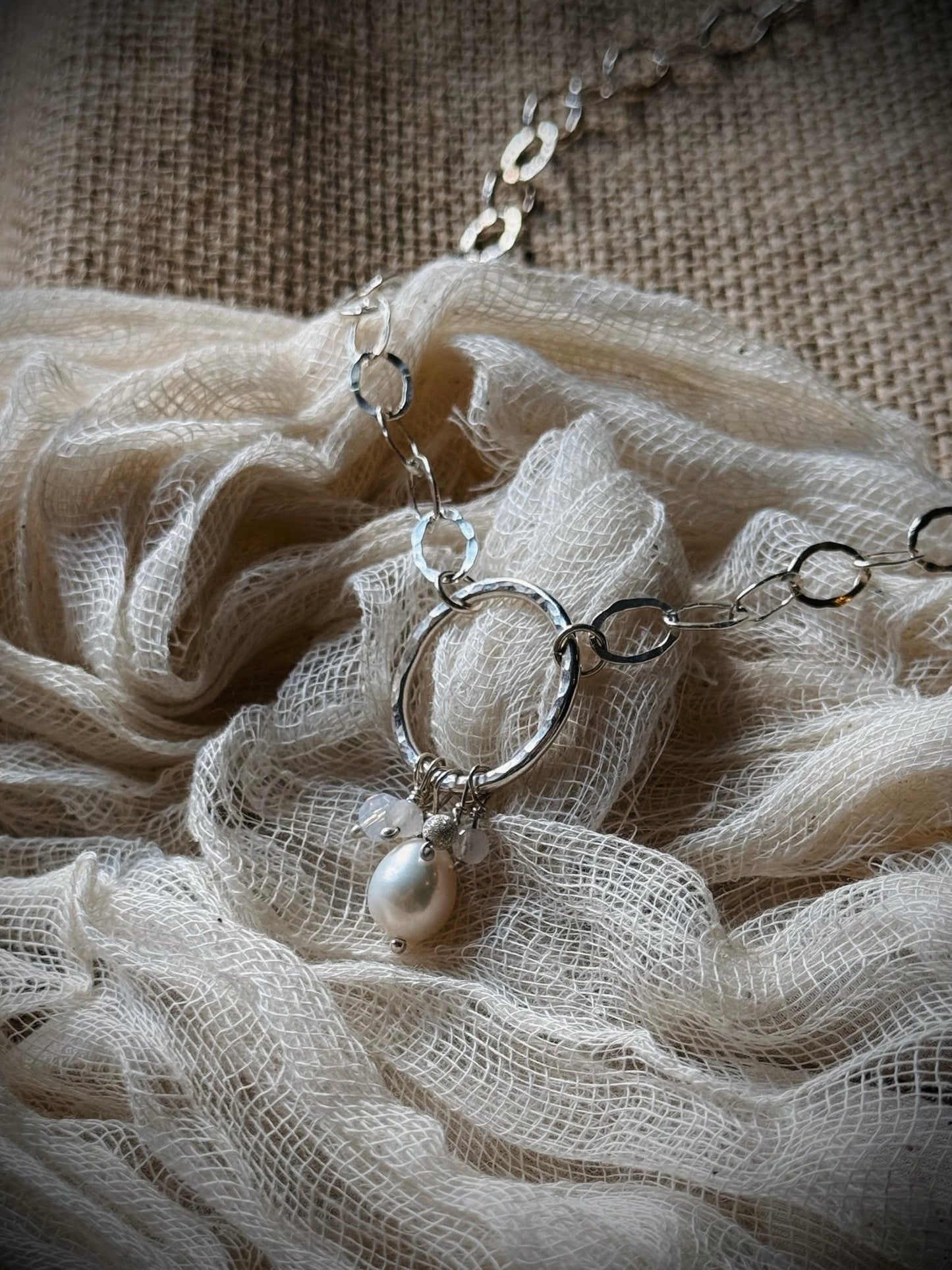 Pearl Cluster Circle of Life Sterling Silver Necklace - Relic