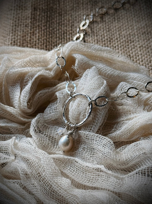 Pearl Cluster Circle of Life Sterling Silver Necklace - Relic