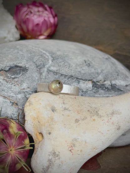 Labradorite Cabochon Adjustable Sterling Silver Ring