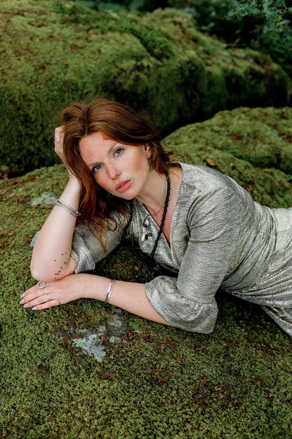 Rose Quartz Cabochon Sterling Silver Ear Cuff - Relic