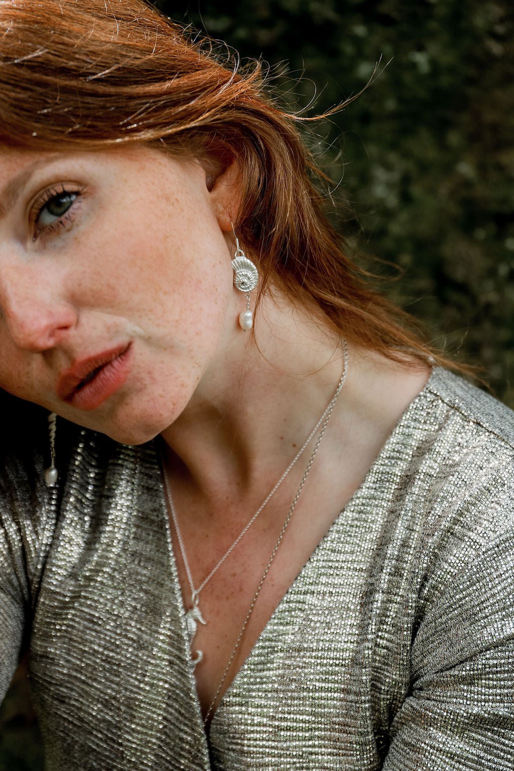 Seashell Serenity Earrings Handcrafted from Recycled Fine Silver with Freshwater Pearls | Healing, Protection & Inner Wisdom - Relic