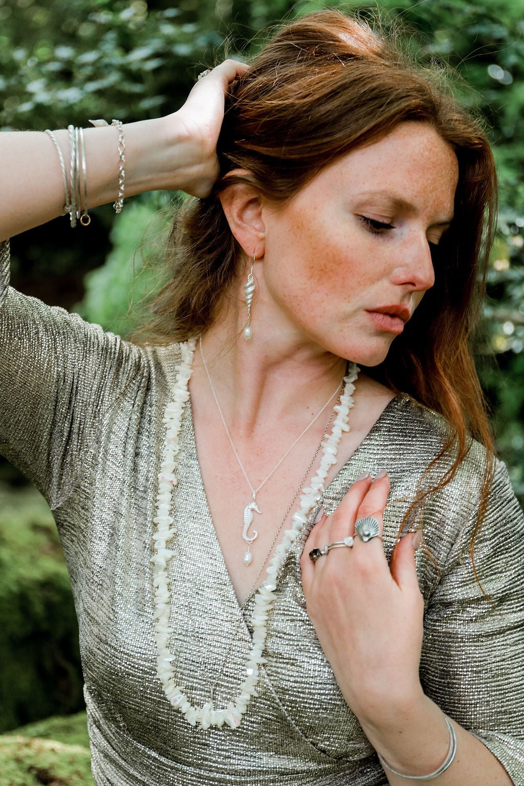 Seashell Serenity Earrings Handcrafted from Recycled Fine Silver with Freshwater Pearls | Healing, Protection & Inner Wisdom - Relic