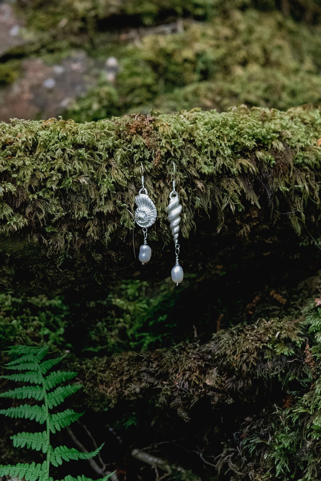 Seashell Serenity Earrings Handcrafted from Recycled Fine Silver with Freshwater Pearls | Healing, Protection & Inner Wisdom - Relic