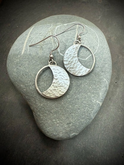 Selene Hoop Earrings | Recycled Sterling Silver Crescent Moon Design - Relic