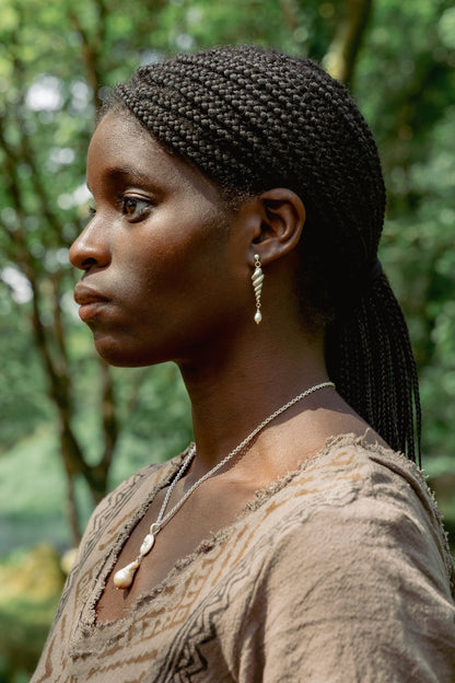 Serenity Asymmetrical Earrings with Freshwater Pearls - Relic