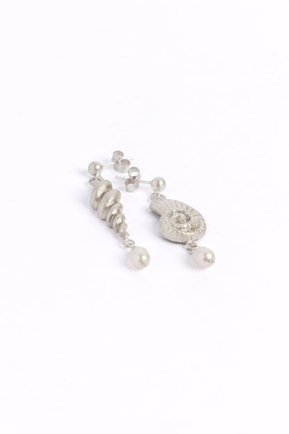 Serenity Asymmetrical Earrings with Freshwater Pearls - Relic