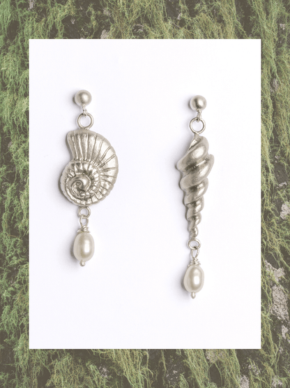 SERENITY FRESHWATER PEARL ASYMMETRICAL EARRINGS - Relic