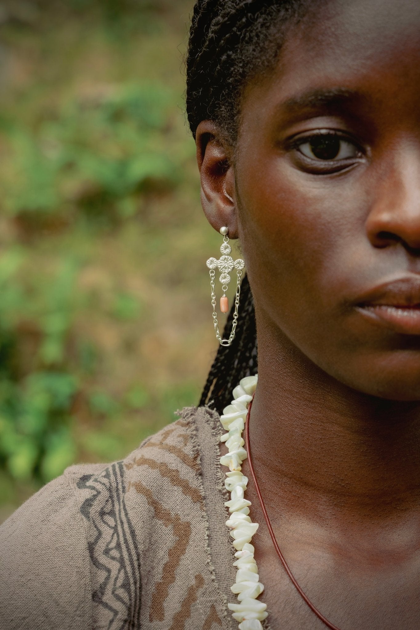 The Poppy Cross Asymmetrical Drop Earrings - Relic