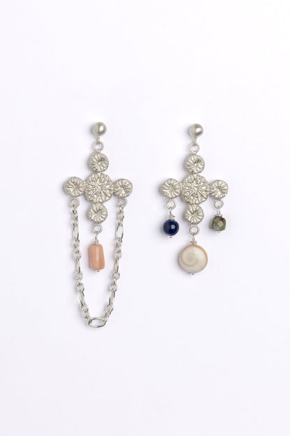 The Poppy Cross Asymmetrical Drop Earrings - Relic